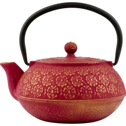 Gusseisen Teekanne Shanghai mit 2 Tassen, pink/gold