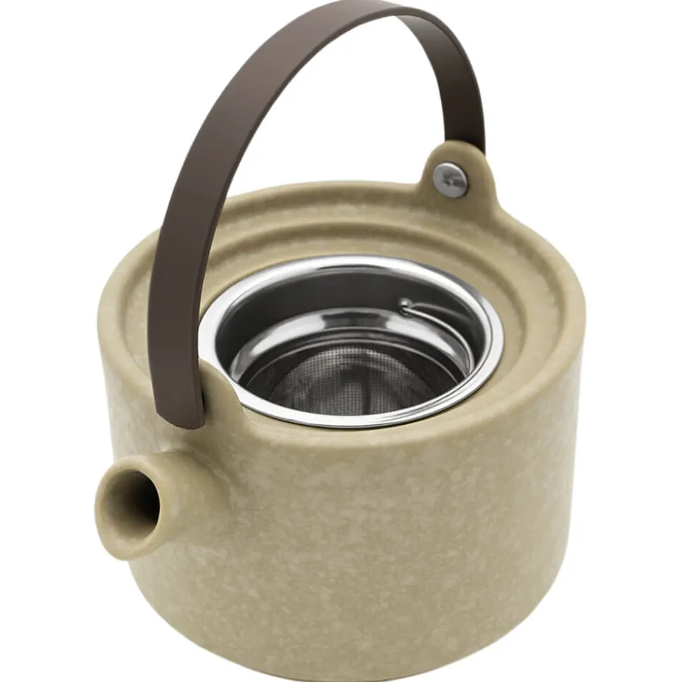 Tea for One Set aus Steingut mit Bambusdeckel