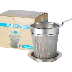 Teedauerfilter Edelstahl mit Ablage in fünf Größen