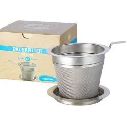 Teedauerfilter Edelstahl mit Ablage in fünf Größen