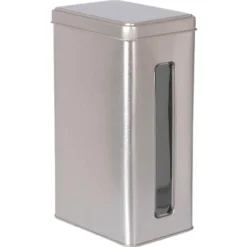 Teedose mit Fenster silber matt