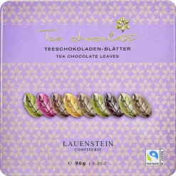 Teeschokoladen-Blätter in der Dose